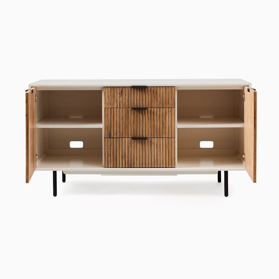 Quinn Wood Buffet White/Antique Bronze West Elm Australia